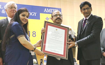 BEL CMD conferred Amity leadership award